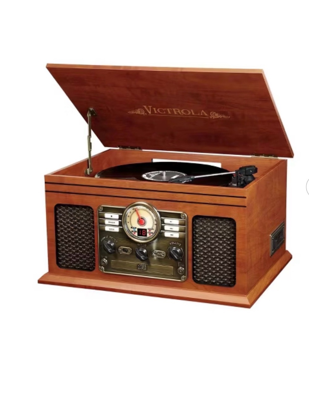 Victrola VTA-600B-ESP 8-in-1 Nostalgic Record Player with Turntable - Espresso